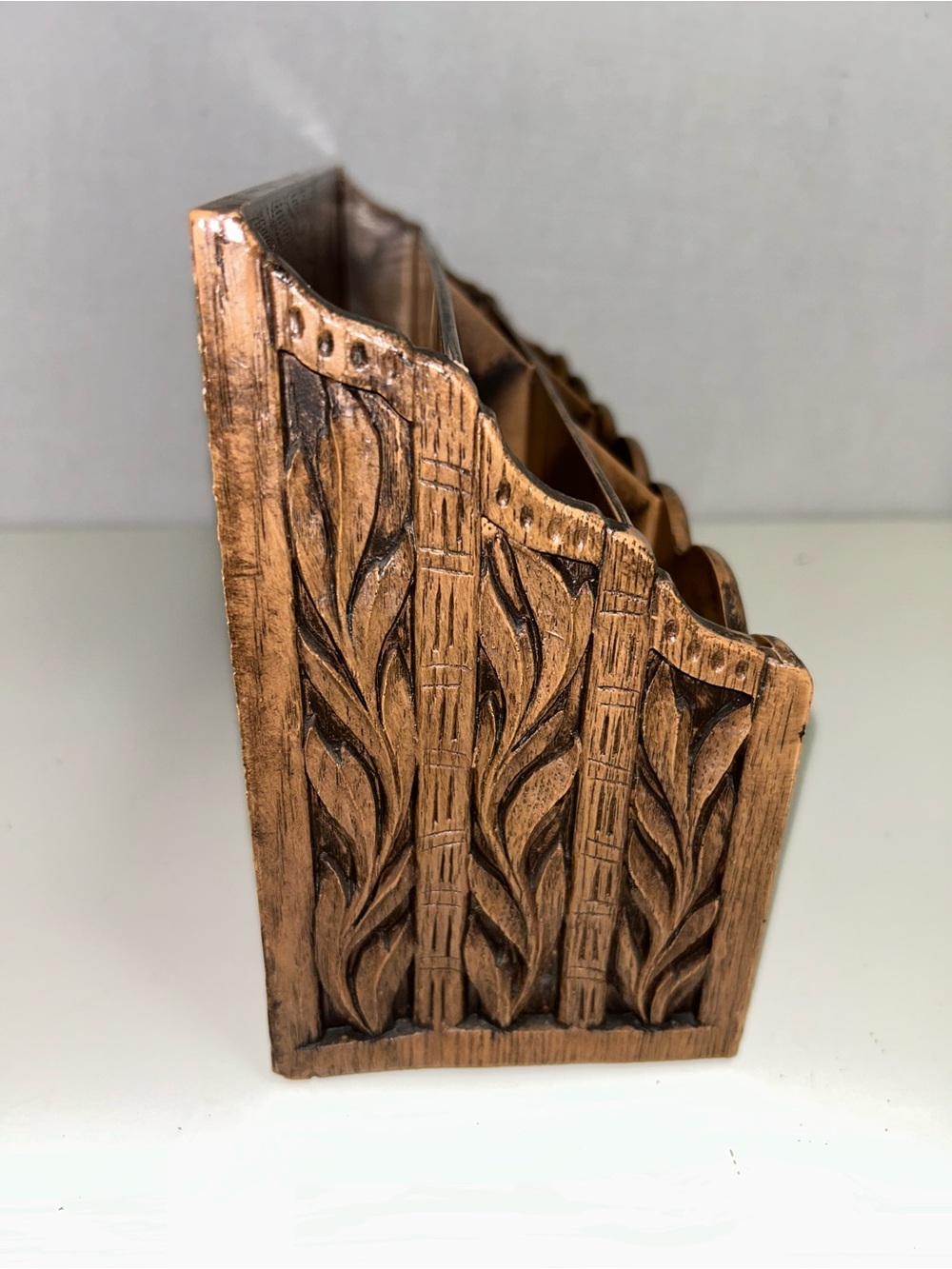 Lerner Mid Century Modern Brown Faux Wood Desk Caddy Organizer - Picture 7 of 11